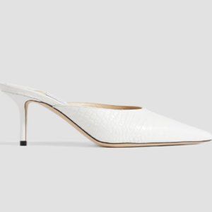 Jimmy Choo White Patent Crocodile Mules